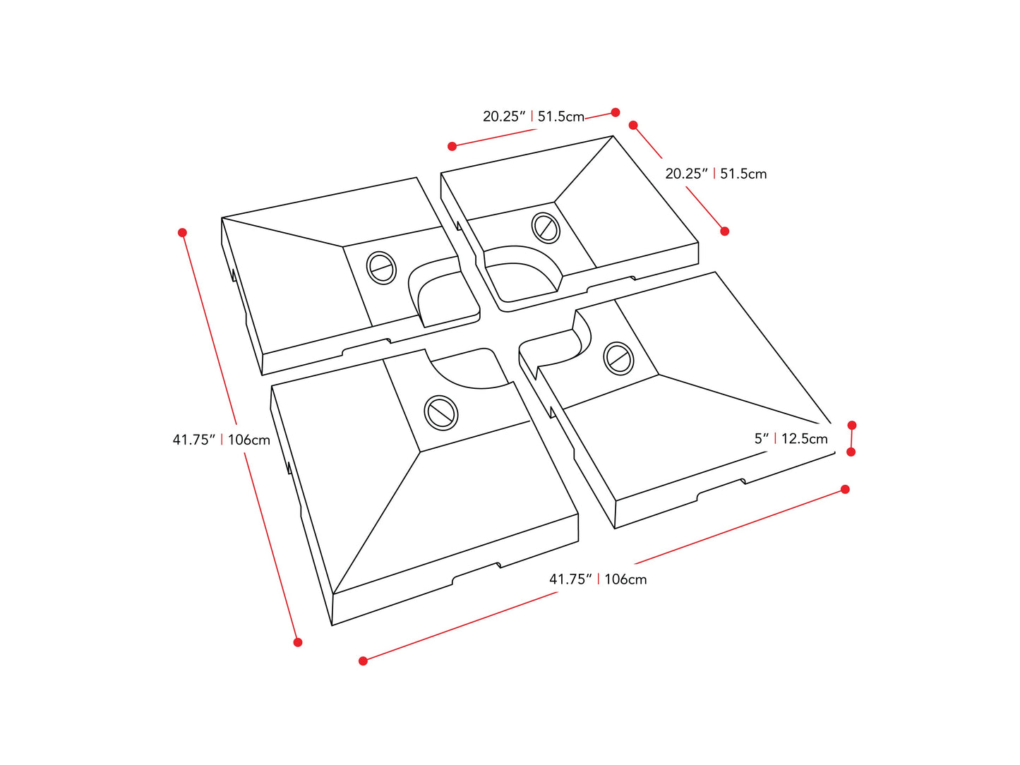 deluxe patio base for heavy and offset umbrellas CorLiving measurements diagram CorLiving