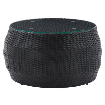 black weave Round Wicker Coffee Table Parksville Collection product image by CorLiving#color_textured-black-weave