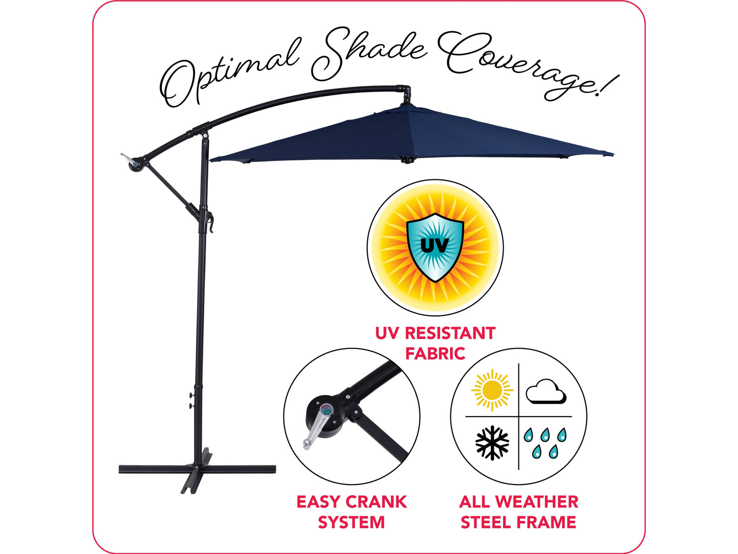 navy blue cantilever patio umbrella, tilting Persist Collection infographic CorLiving#color_navy-blue