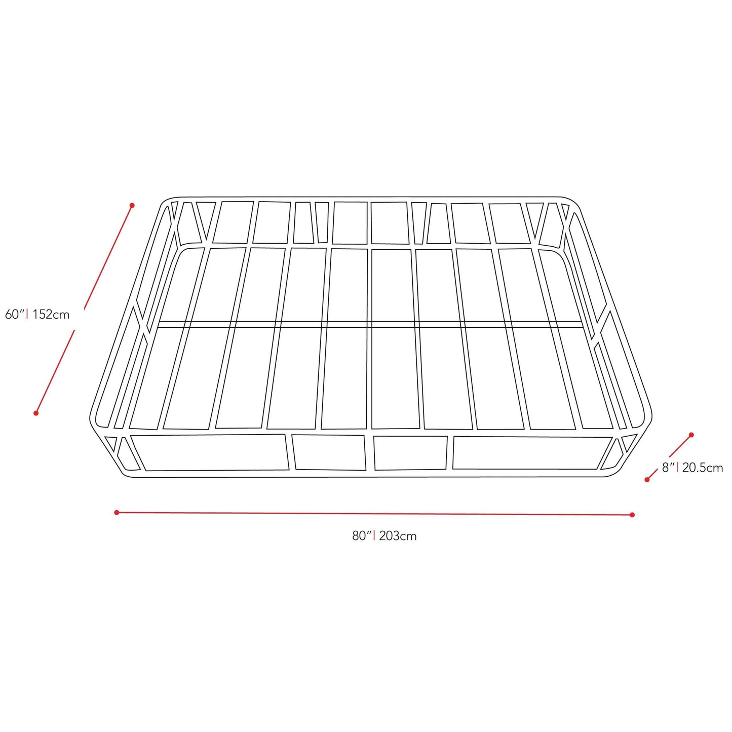 Queen Box Spring, Ready-to-Assemble measurements diagram by CorLiving