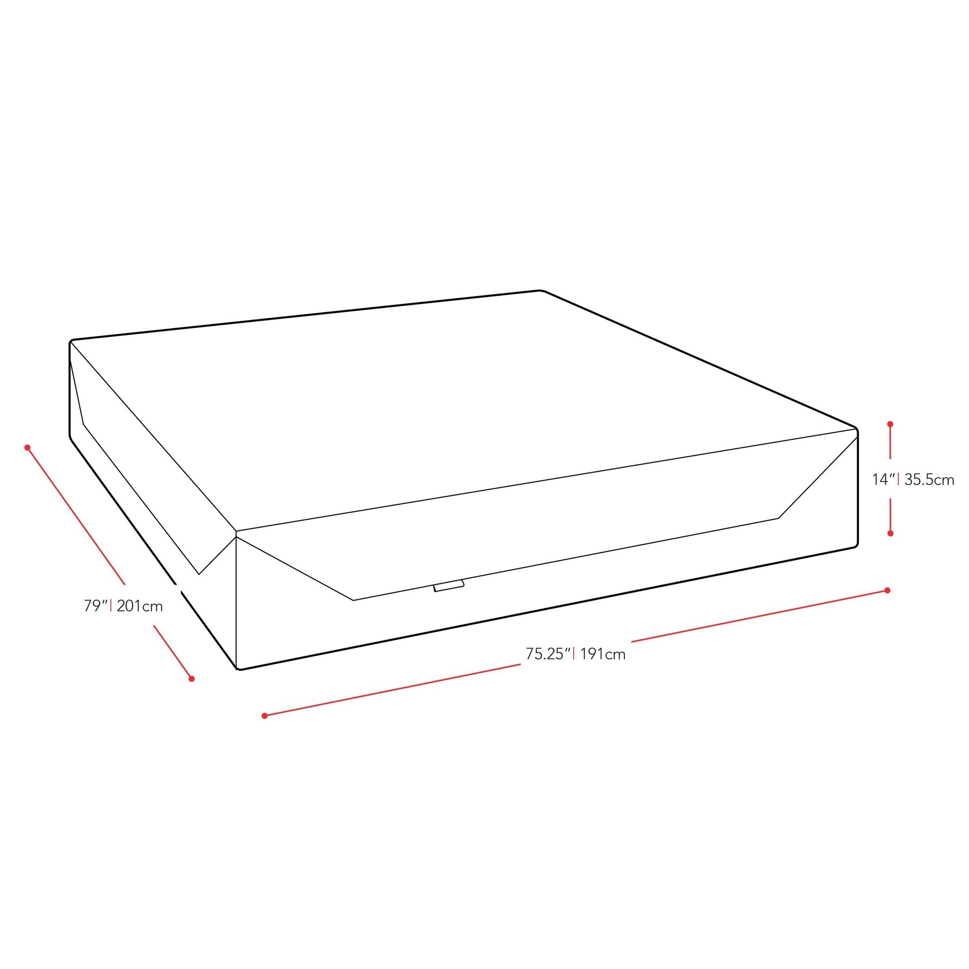 14 inch King Memory Foam Mattress measurements diagram by CorLiving