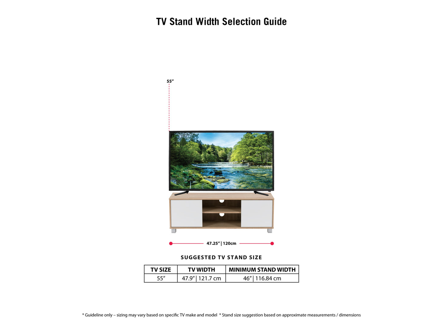 brown and white Modern TV Stand for TVs up to 55" Hollywood Collection infographic by CorLiving#color_brown-and-white