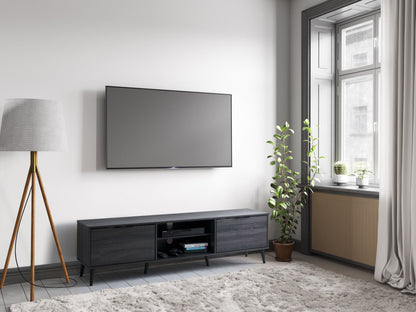 dark grey TV Bench - Open & Closed Storage, TVs up to 85" Cole Collection lifestyle scene by CorLiving#color_cole-dark-grey