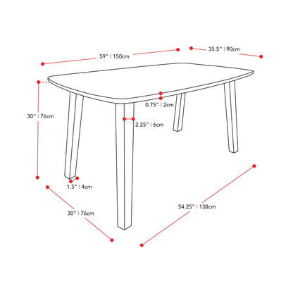 espresso Mid Century Modern Dining Table Tiffany Collection measurements diagram by CorLiving#color_espresso