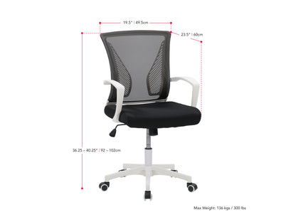 black Mesh Task Chair Cooper Collection measurements diagram by CorLiving#color_mesh-black-and-black