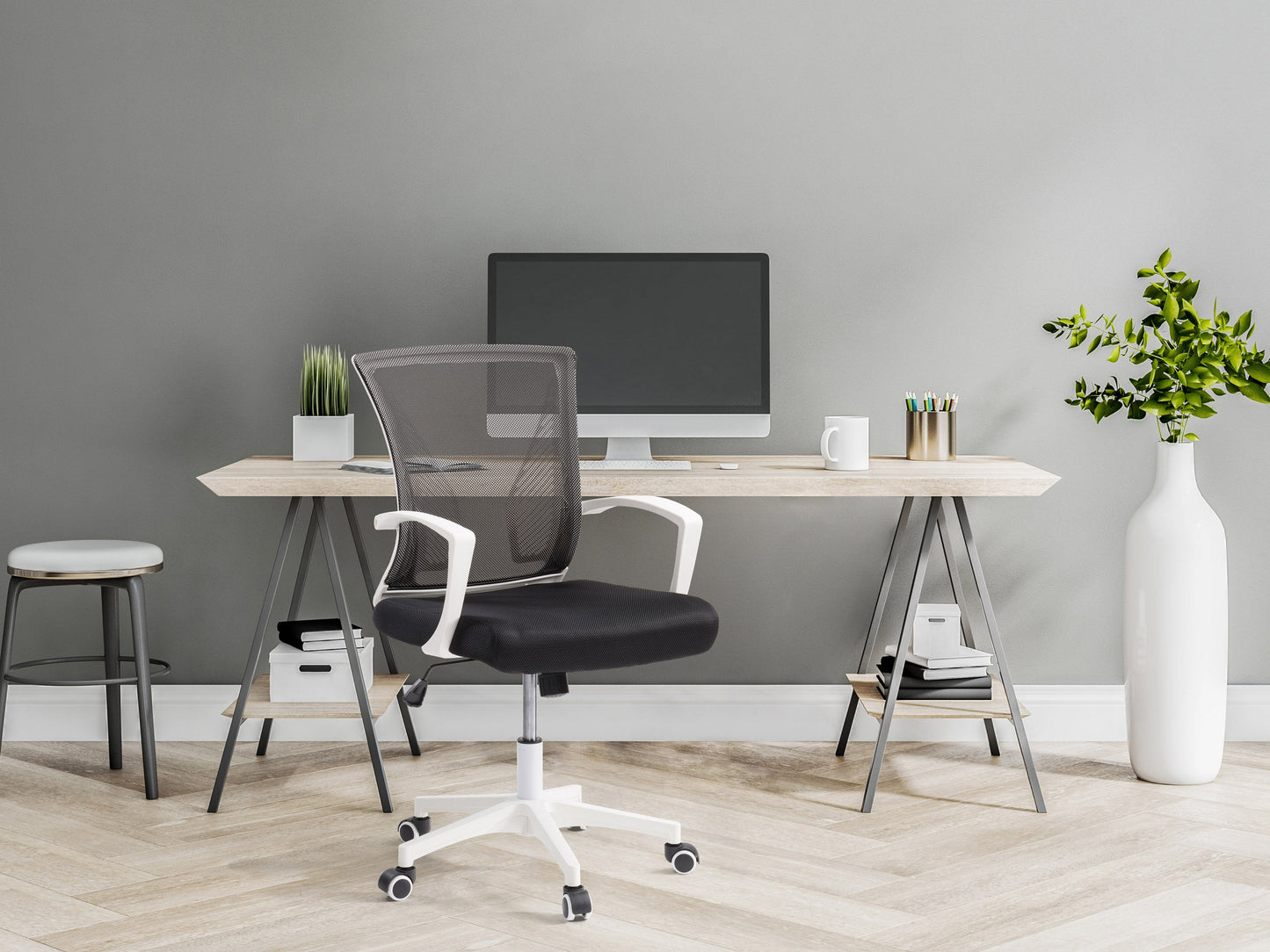 black Mesh Task Chair Cooper Collection lifestyle scene by CorLiving#color_mesh-black-and-black