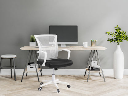 white and black Mesh Task Chair Cooper Collection lifestyle scene by CorLiving#color_white-and-black