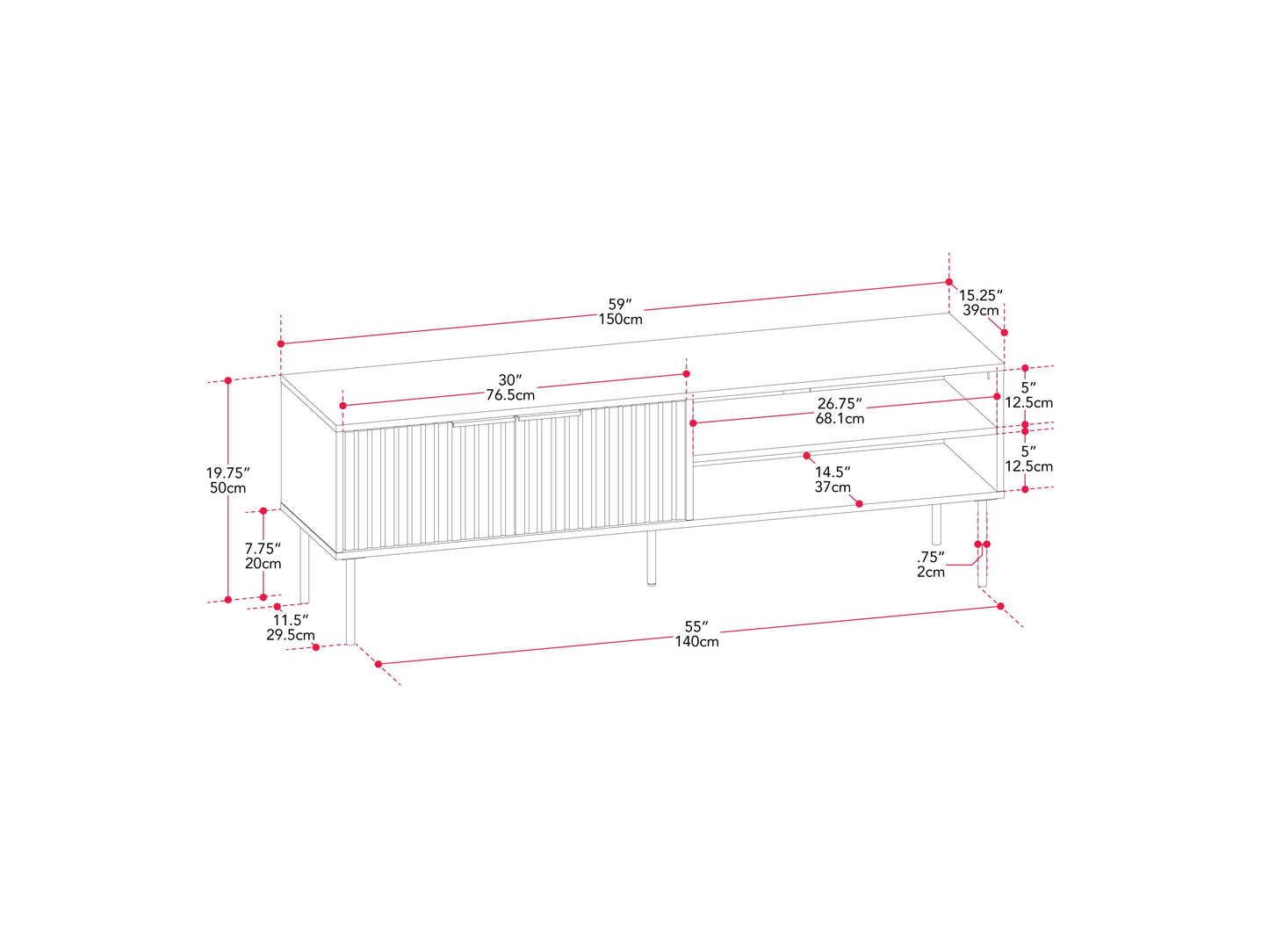 Black Fluted TV Stand