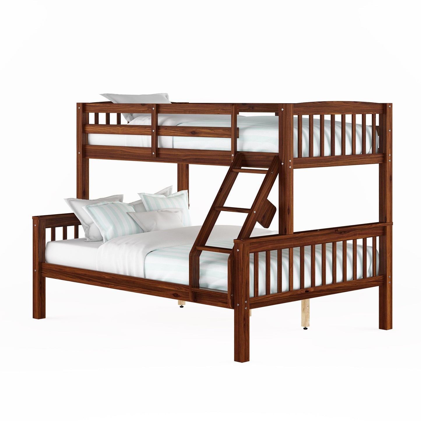 walnut brown Twin Over Full Bunk Bed Dakota Collection product image by CorLiving#color_walnut-brown