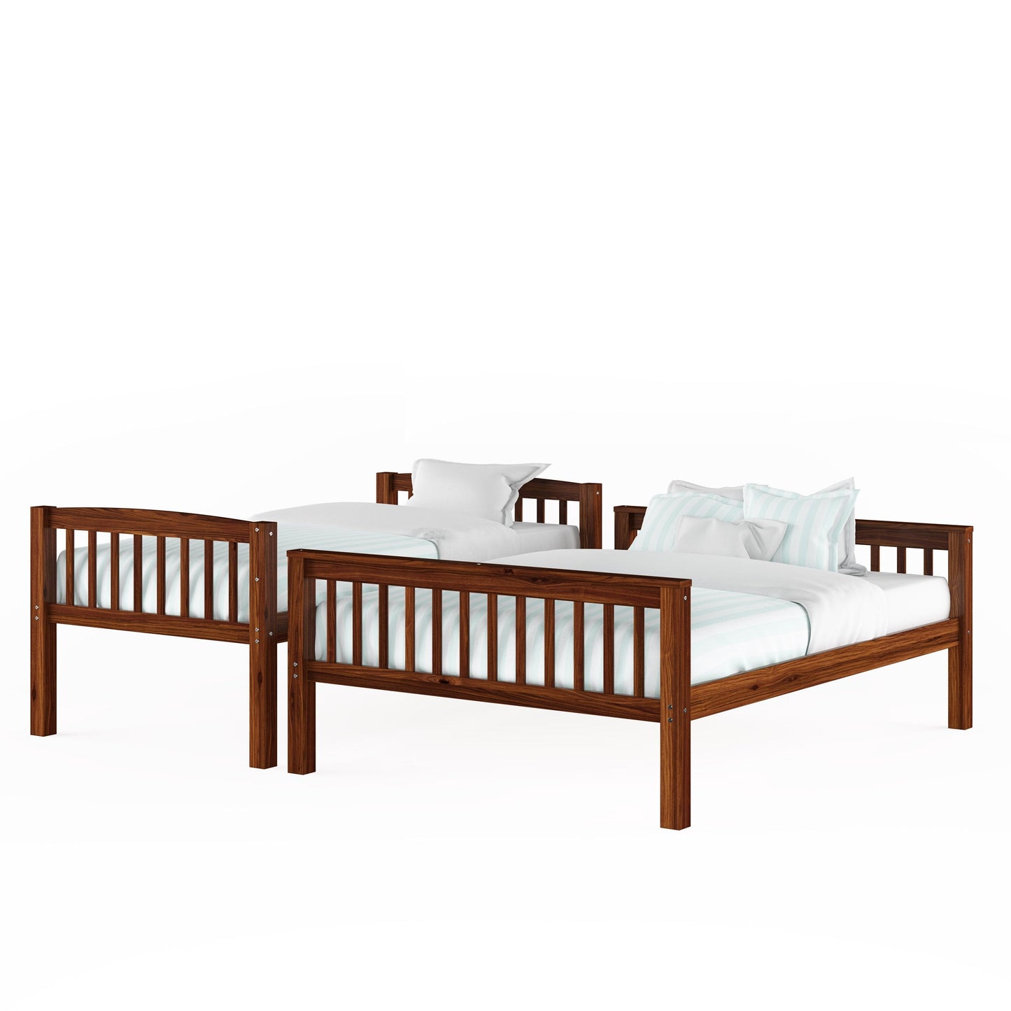 walnut brown Twin Over Full Bunk Bed Dakota Collection product image by CorLiving#color_walnut-brown