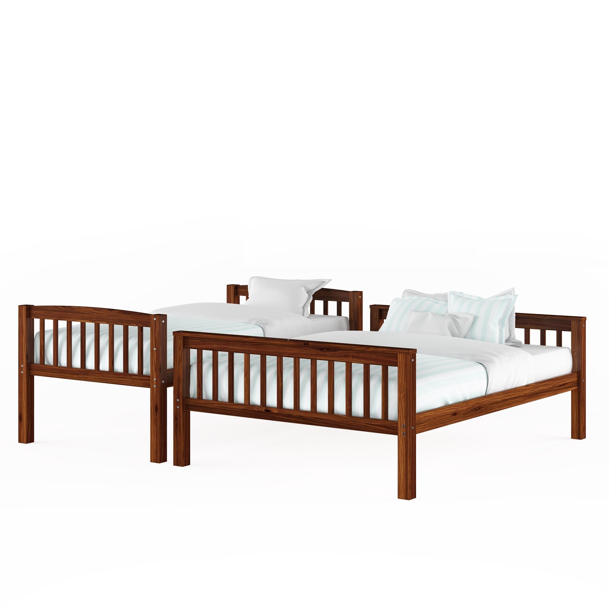 walnut brown Twin Over Full Bunk Bed Dakota Collection product image by CorLiving#color_walnut-brown