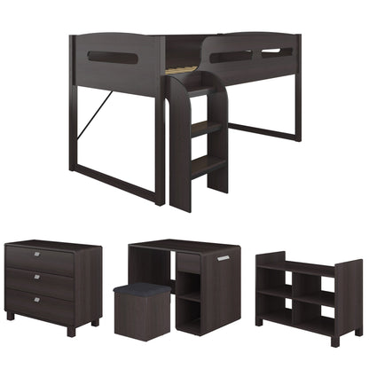 espresso Twin Loft Bed with Desk Mika Collection product image by CorLiving#color_espresso