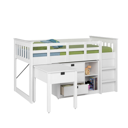 white Twin Loft Bed with Storage Mina Collection product image by CorLiving#color_white