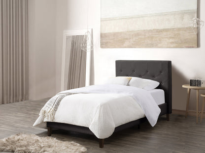 dark grey Button Tufted Twin / Single Bed Nova Ridge Collection lifestyle scene by CorLiving#color_nova-ridge-dark-grey