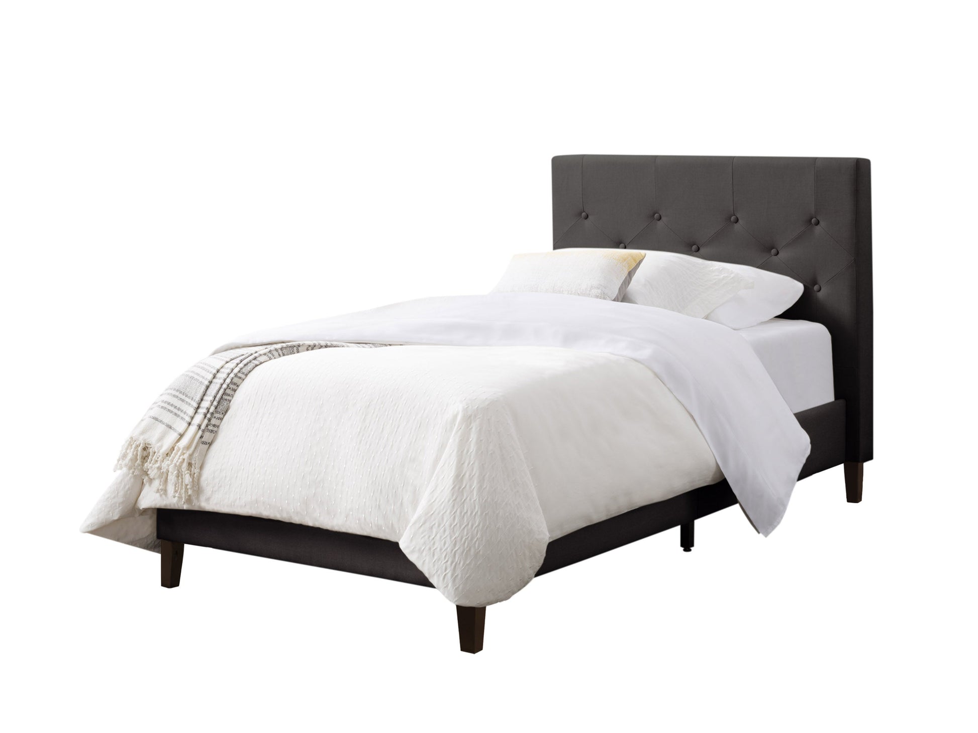 dark grey Button Tufted Twin / Single Bed Nova Ridge Collection product image by CorLiving#color_nova-ridge-dark-grey