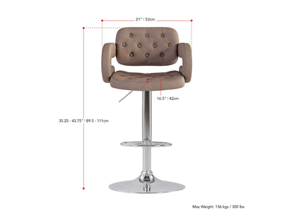 light brown Bar Stools with Arms Set of 2 Jude Collection measurements diagram by CorLiving#color_light-brown