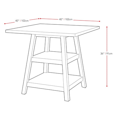 cappuccino Wood Bistro Table, Counter Height CorLiving Collection measurements diagram by CorLiving#color_cappuccino