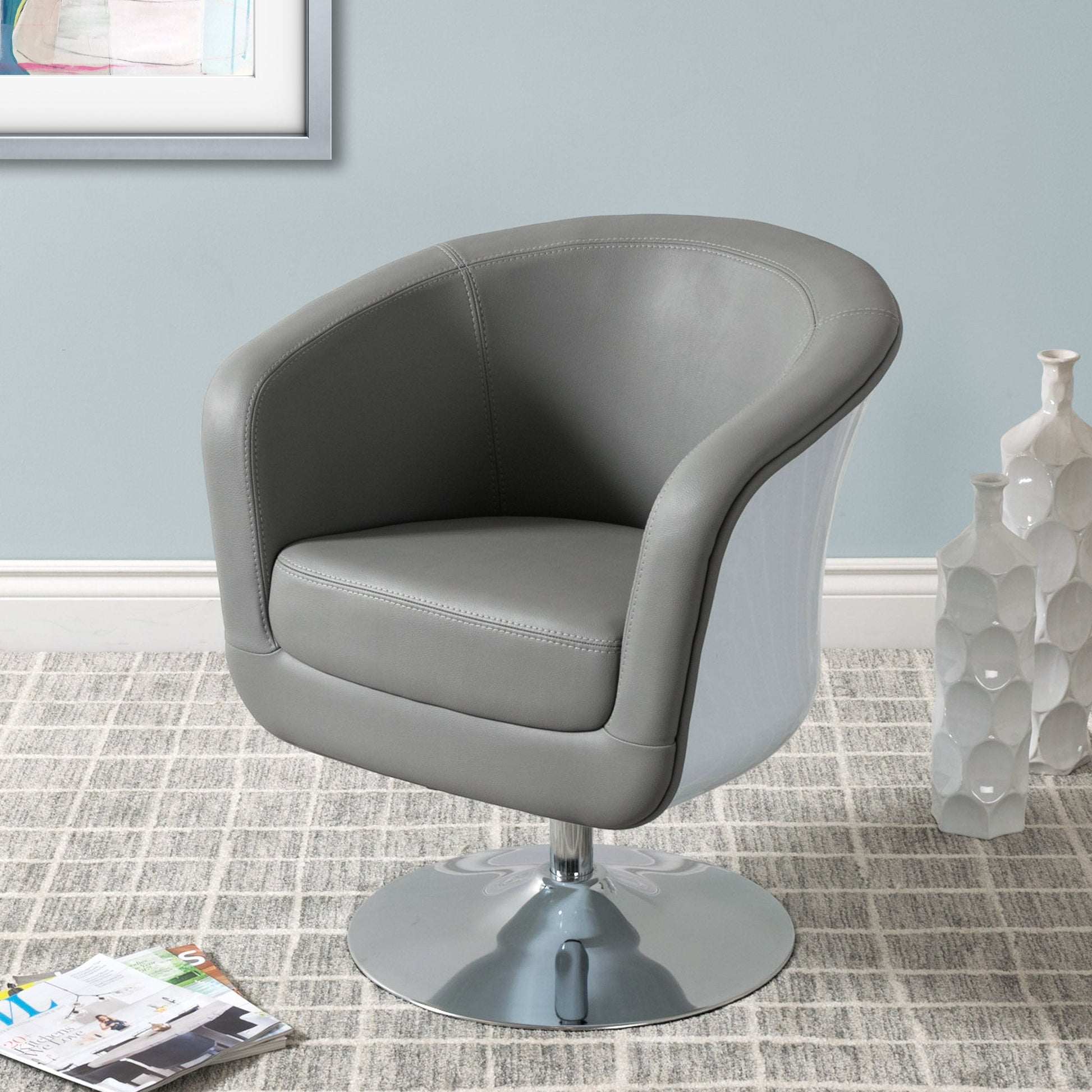 grey Swivel Barrel Chair CorLiving Collection lifestyle scene by CorLiving#color_grey