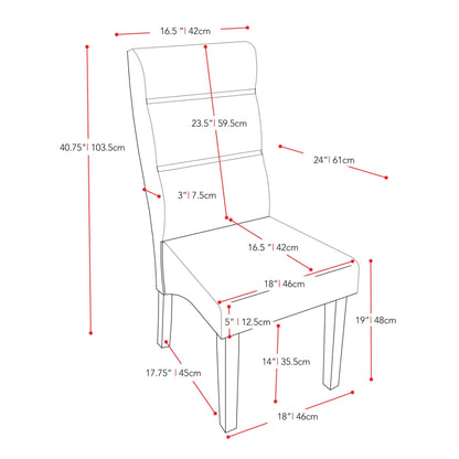 brown Cushioned Dining Chairs, Set of 2 CorLiving Collection measurements diagram by CorLiving#color_brown