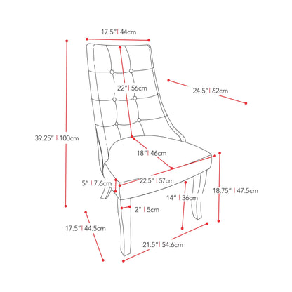 off white Accent Chairs Set of 2 Evan Collection measurements diagram by CorLiving#color_off-white