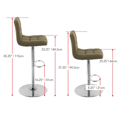 olive green Adjustable Height Bar Stools Set of 2 CorLiving Collection measurements diagram by CorLiving#color_olive-green