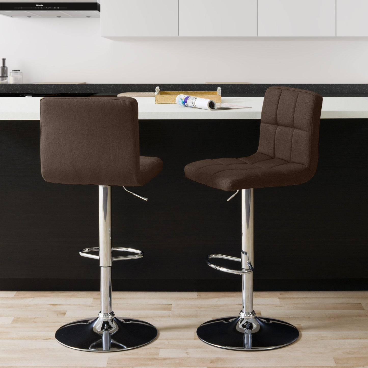 dark brown Adjustable Height Bar Stools Set of 2 CorLiving Collection lifestyle scene by CorLiving#color_dark-brown