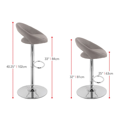 light grey Adjustable Bar Stool Set of 2 CorLiving Collection measurements diagram by CorLiving#color_light-grey