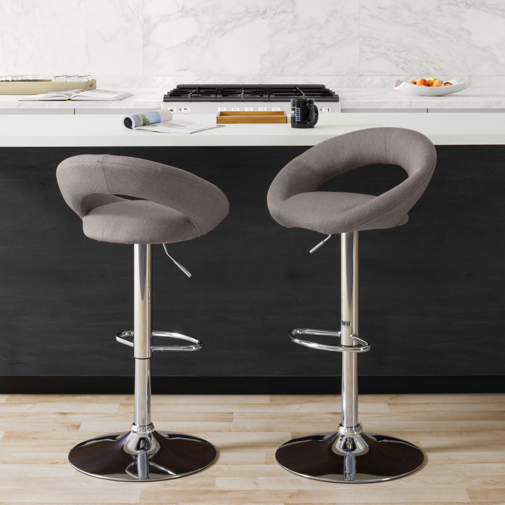 light grey Adjustable Bar Stool Set of 2 CorLiving Collection lifestyle scene by CorLiving#color_light-grey