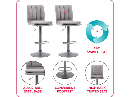 grey Swivel Bar Stools Set of 2 Preston Collection infographic by CorLiving#color_grey