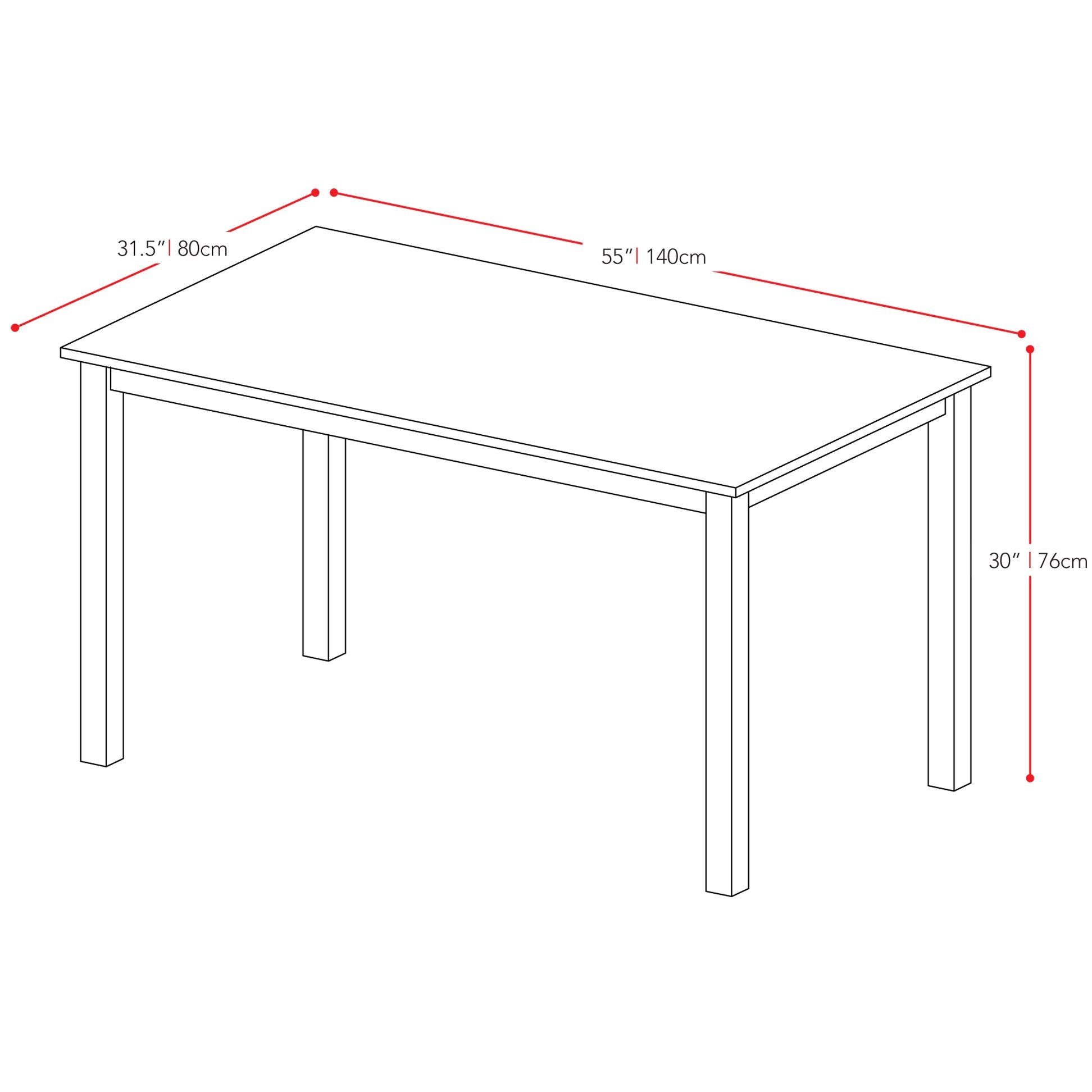cappuccino Rectangle Dining Table, 55" Atwood Collection measurements diagram by CorLiving#color_cappuccino