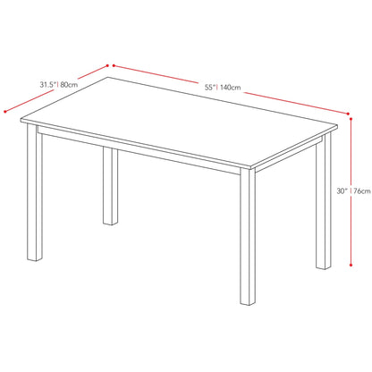 cappuccino Rectangle Dining Table, 55" Atwood Collection measurements diagram by CorLiving#color_cappuccino