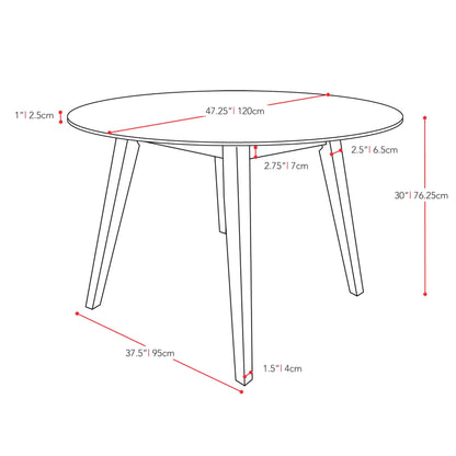 cappuccino 48 inch Round Dining Table Atwood Collection measurements diagram by CorLiving#color_cappuccino