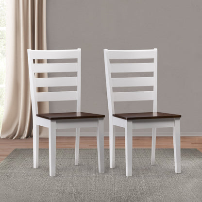 white and brown High Back Wooden Dining Chairs, Set of 2 Memphis Collection lifestyle scene by CorLiving#color_white-and-brown