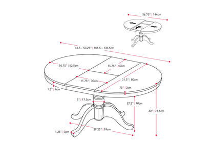 white Extendable Dining Set, 5pc Dillon Collection measurements diagram by CorLiving#color_dillon-white