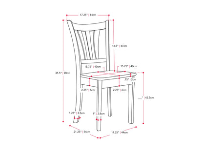 dark brown and cream Extendable Dining Set, 5pc Dillon Collection measurements diagram by CorLiving#color_dillon-dark-brown-and-cream