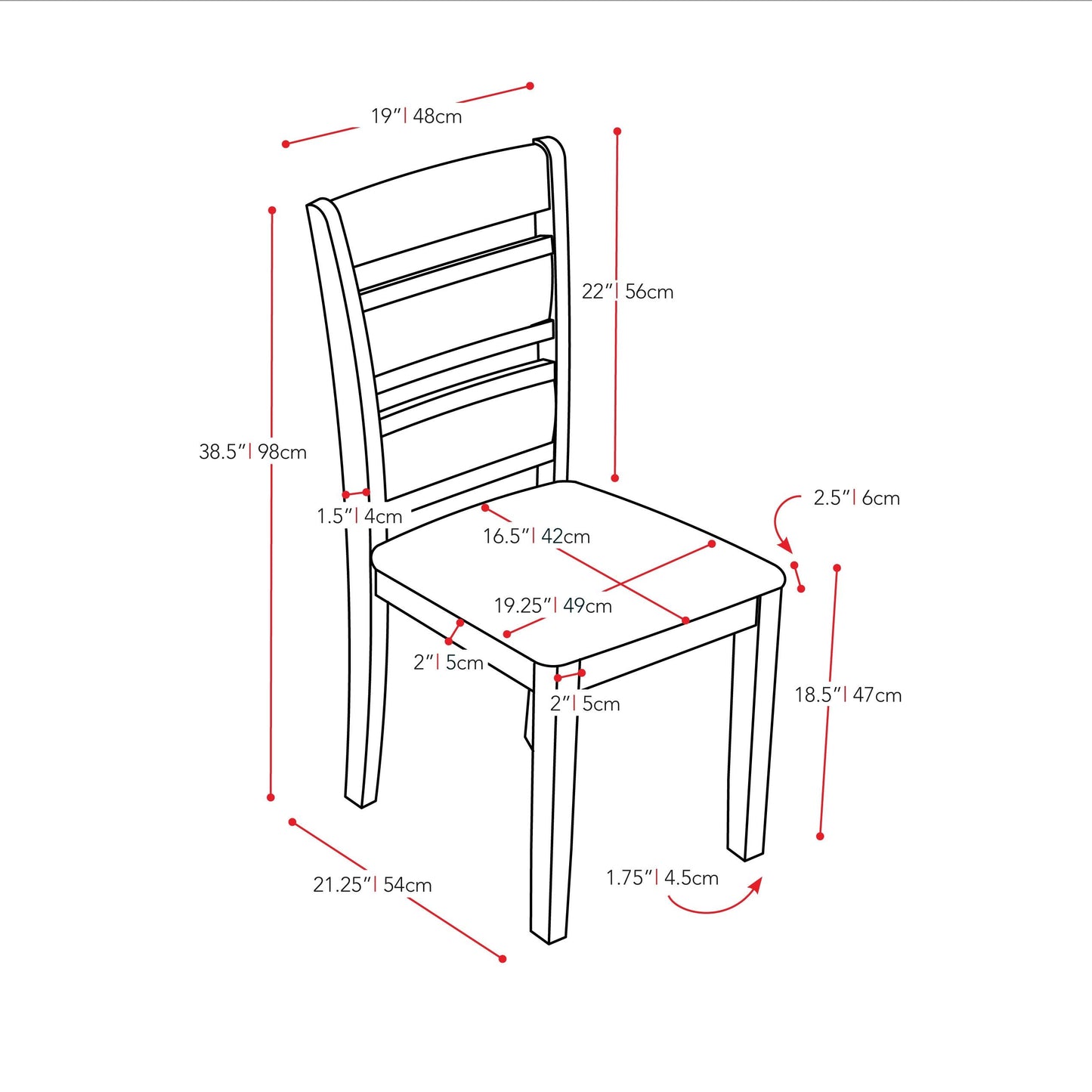 Brown Chairs, Set of 2 CorLiving Collection measurements diagram by CorLiving#color_brown