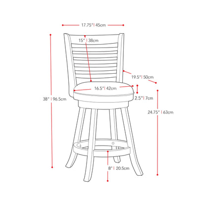 black Counter Height Bar Stools Set of 2 Willa Collection measurements diagram by CorLiving#color_black