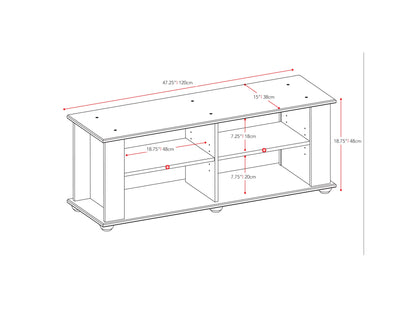 Black Wooden TV Stand for TVs up to 55" Fillmore Collection measurements diagram by CorLiving#color_black