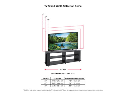 Black Wooden TV Stand for TVs up to 75" Fillmore Collection infographic by CorLiving#color_black