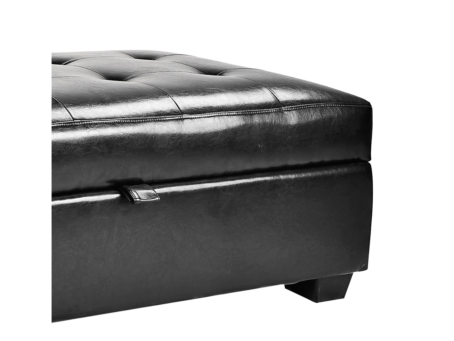 black Tufted Ottoman with Storage Antonio Collection detail image by CorLiving#color_antonio-black