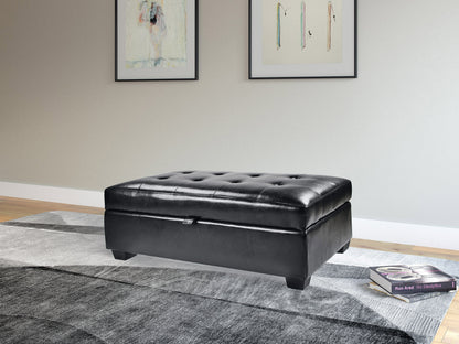 black Tufted Ottoman with Storage Antonio Collection lifestyle scene by CorLiving#color_antonio-black