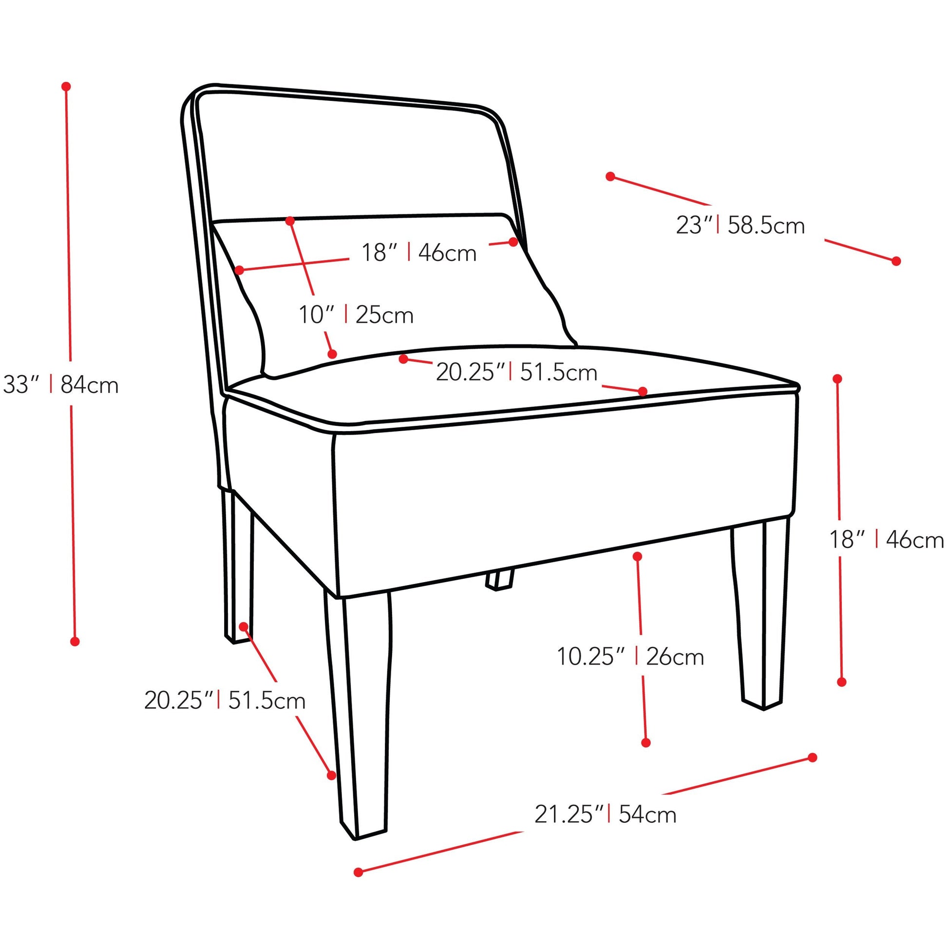 cream Lounge Chair for Bedroom CorLiving Collection measurements diagram by CorLiving#color_cream