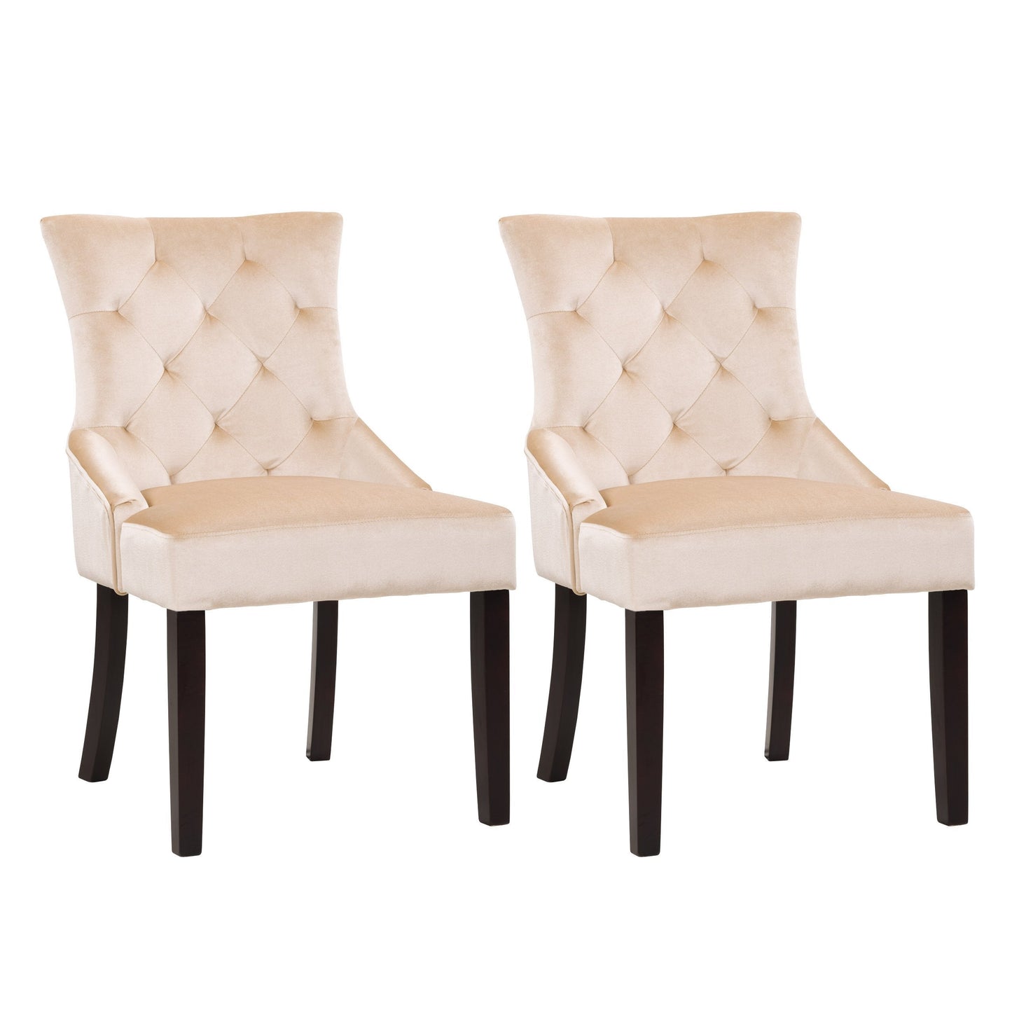 beige Velvet Accent Chairs Set of 2 Antonio Collection product image by CorLiving#color_beige-1