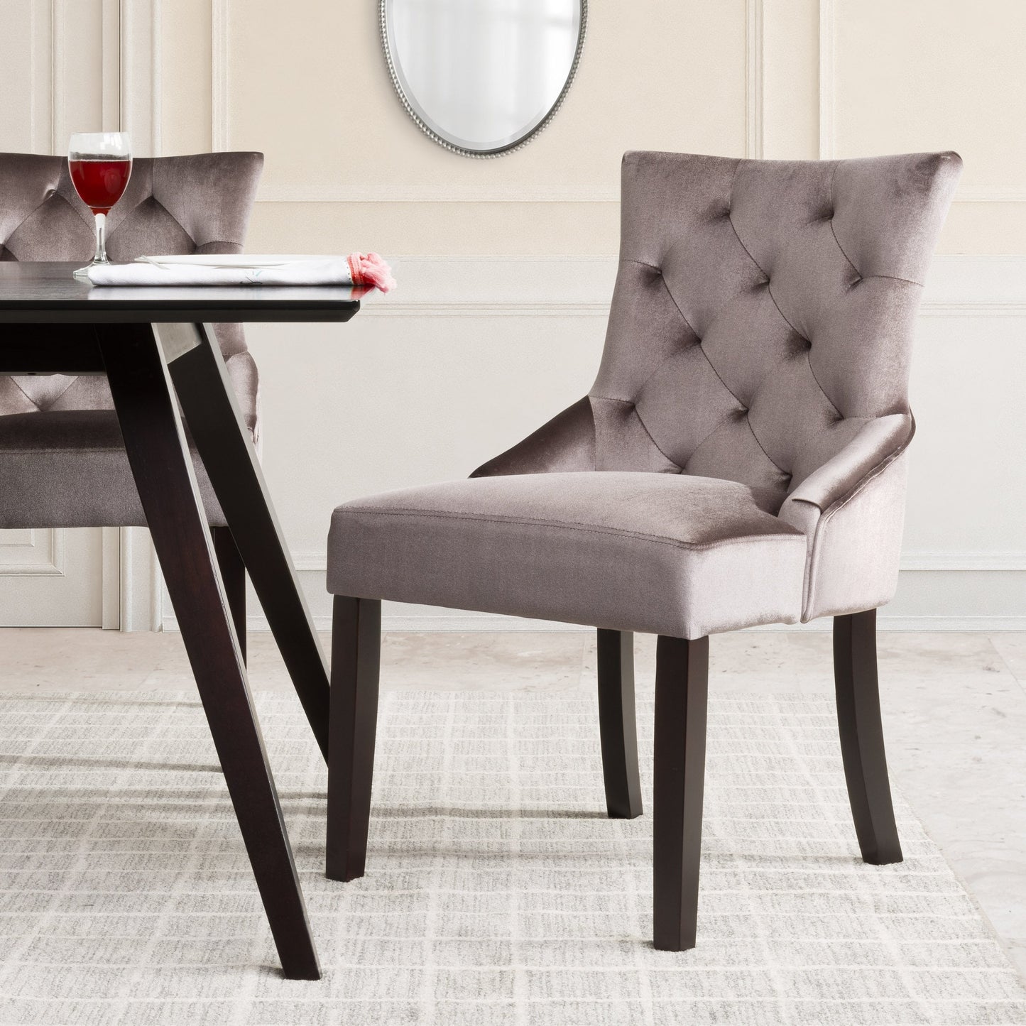 mauve Velvet Accent Chairs Set of 2 Antonio Collection lifestyle scene by CorLiving#color_mauve