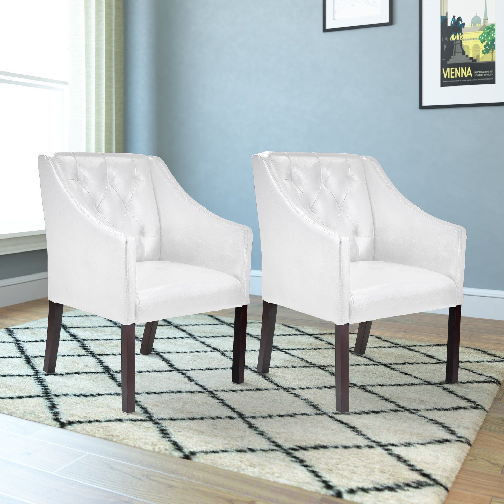 white Leather Club Chair Set of 2 Antonio Collection lifestyle scene by CorLiving#color_white