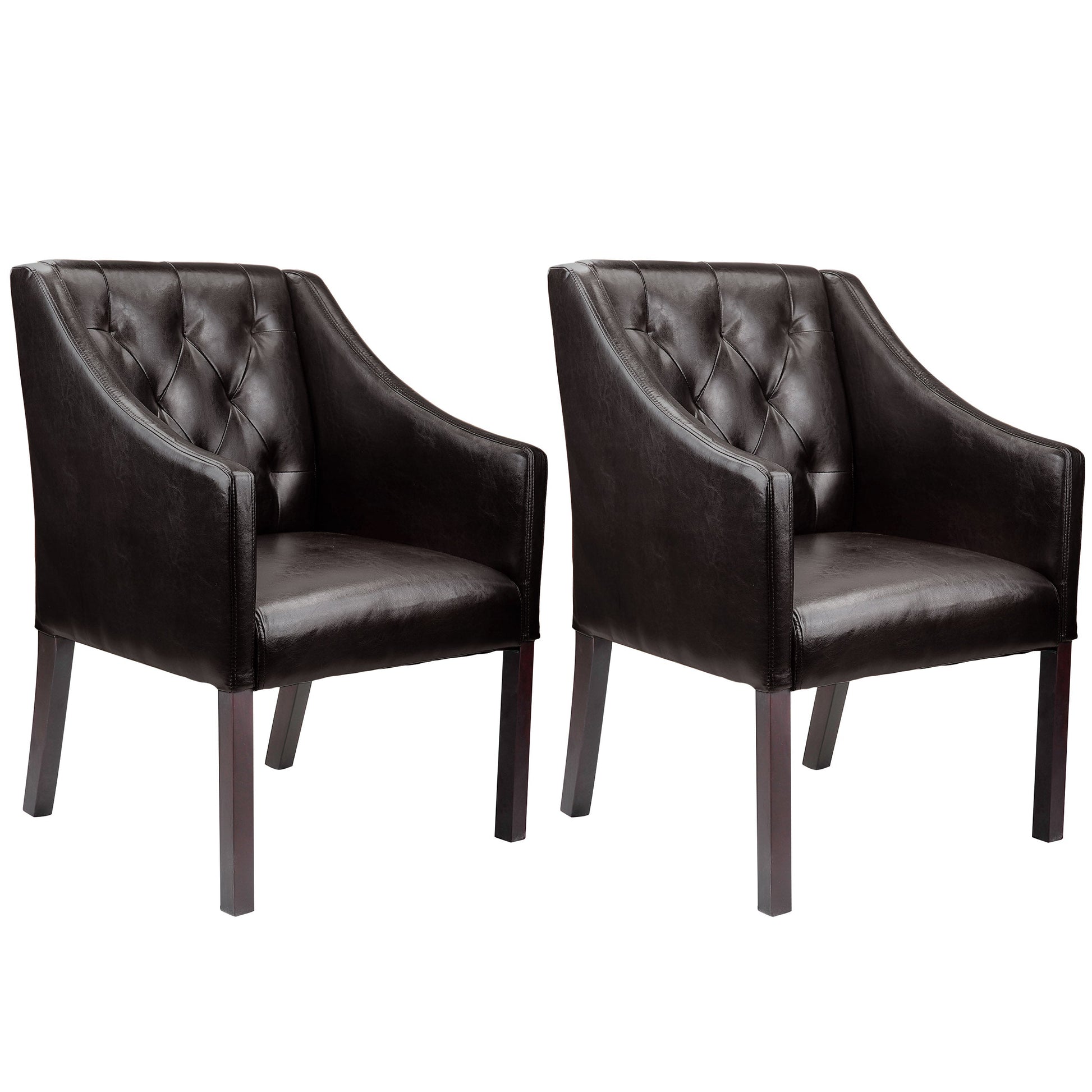 brown Leather Club Chair Set of 2 Antonio Collection product image by CorLiving#color_brown