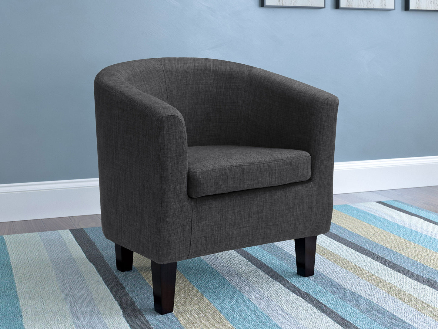 dark grey Barrel Chair Sasha Collection lifestyle scene by CorLiving#color_sasha-dark-grey