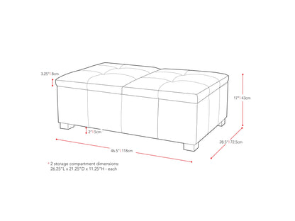 Black Ottoman Antonio Collection measurements diagram by CorLiving#color_antonio-black