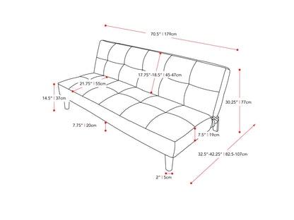 light grey Convertible Futon Sofa Bed Yorkton collection measurements diagram by CorLiving#color_light-grey