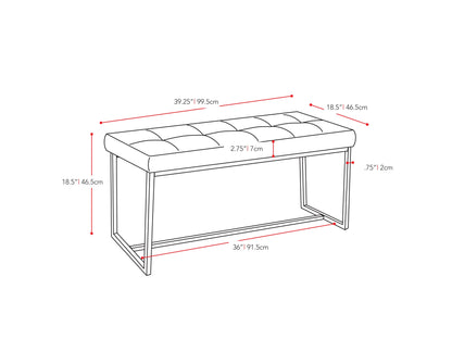 brown Modern Entryway Bench Huntington Collection measurements diagram by CorLiving#color_huntington-brown